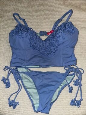 Victoria's Secret Light Blue Fringed Two-Piece Bikini Set